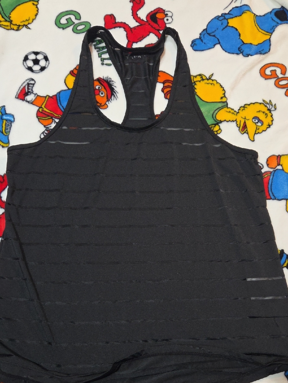 Black Racerback Sheer-Striped Tank Top - Women